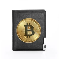 new arrivals bitcoin printing leather wallet credit card holder short cryptocurrency purse