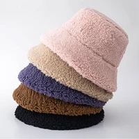 2020 new autumn winter hats for women fashion bucket hat solid unisex lamb plush hair warm basin cap velvet fisherman hat casual