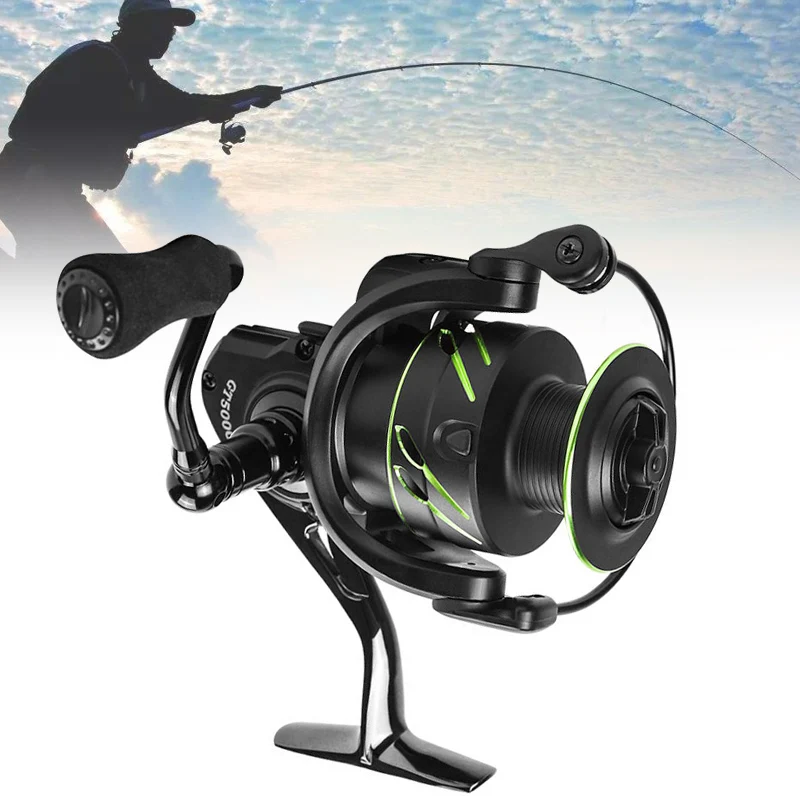 2000 7000 серия полностью Металлическая черная и зеленая Катушка спиннинговая