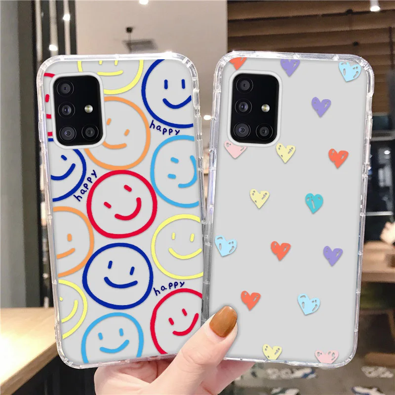 Прозрачный чехол с улыбкой для Samsung A51 A71 A32 A52 A72 силиконовый милый мягкий бампер A12