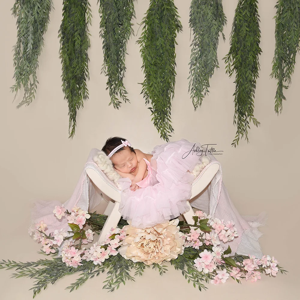Фон для фотосъемки с зелеными искусственными листочками Дон и Джуди декор из