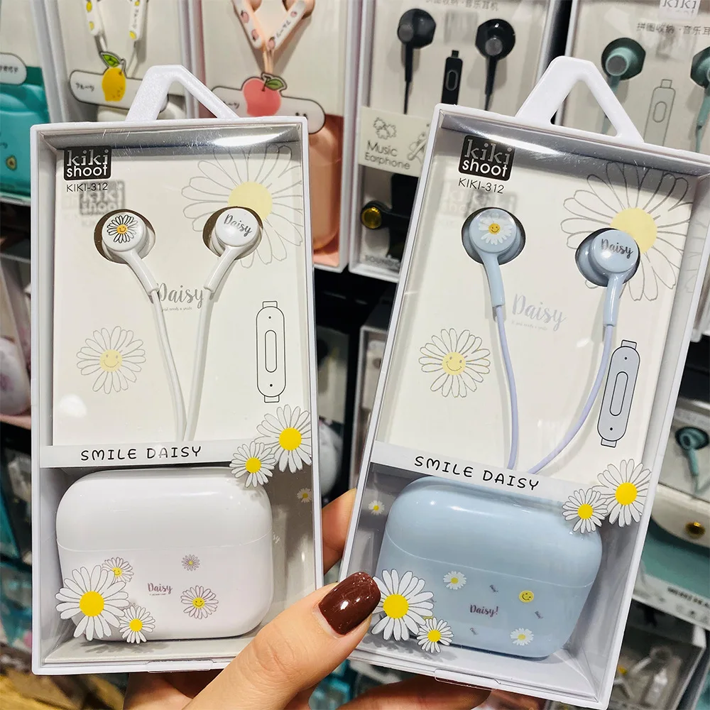 

Earbuds Ecouteurs Avec fil Audifonos para celular Storage Box In Ear 3.5mm For Kids Girls MP3 Gift cute Universal Mobile Headset