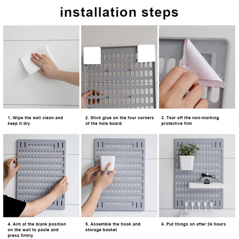 Pegboard Wall Shelves Mounted Organizer for Decoration No Drilling Easy Assembly YU-Home | Дом и сад