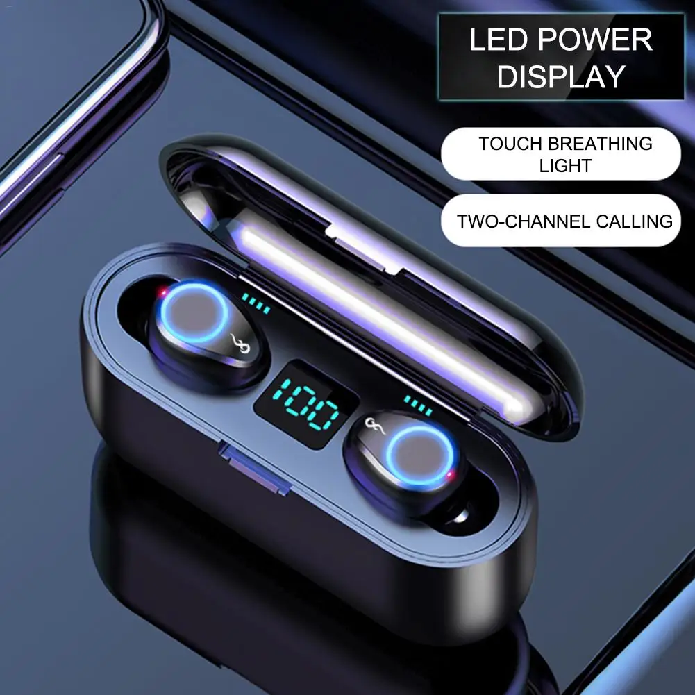 F9 TWS беспроводные наушники мини Smart Touch Bluetooth наушники 5,0 беспроводные наушники стерео гарнитура с 2000 мАч power Bank