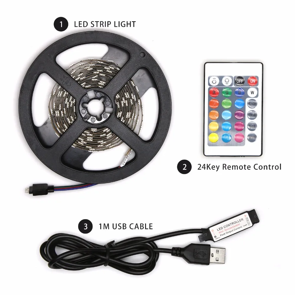 Гибкая светодиодная лента 2,5 m USB RGB 5050 SMD для подсветки