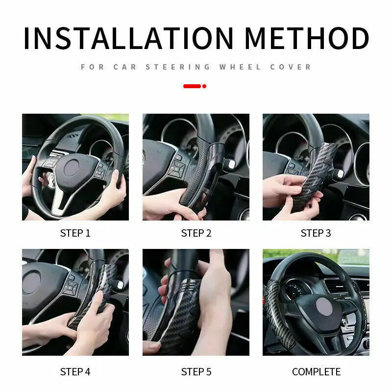 

Universal 38CM Carbon Pattern Car Steering Wheel Auxiliary Booster Steering Wheel Cover Set Cute For Men girls Auto accessories