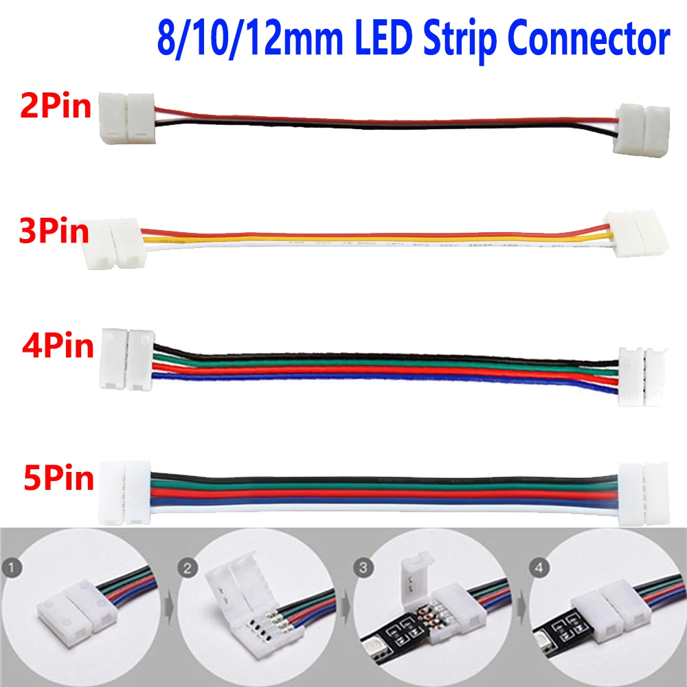 5-100pcs 2/3/4/5 Pin LED Strip Connector for 8mm 10mm 12mm 3528 5050 5630 RGB RGBW IP20 Non-waterproof LED Tape Light to Wire