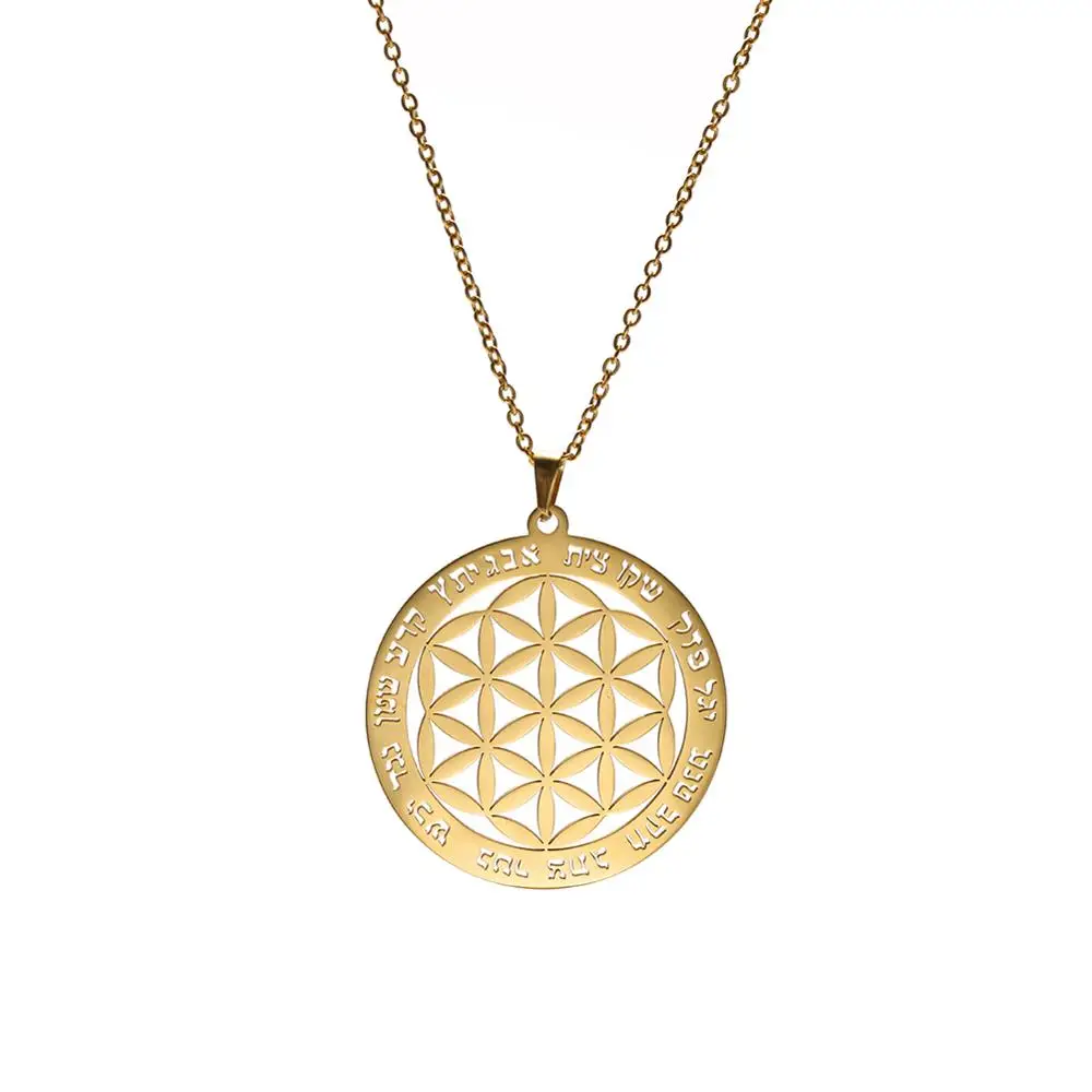 Style4-Gold My shape цветок жизни из нержавеющей стали полый круглый ювелирный кулон ожерелье чокер Серебро Золото женское ожерелье подарок - Окраска металла: Style4-Gold