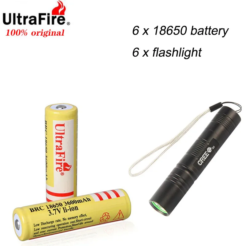 Светодиодный фонарь UltraFire 18650 Оригинальный 3 7 V 3600mAh перезаряжаемые литий ионный