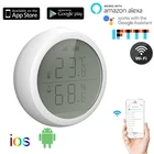 Датчик температуры и влажности Tuya ZigBee, умный дом со светодиодным экраном, работает с Google Assistant и Tuya Zigbee Hub