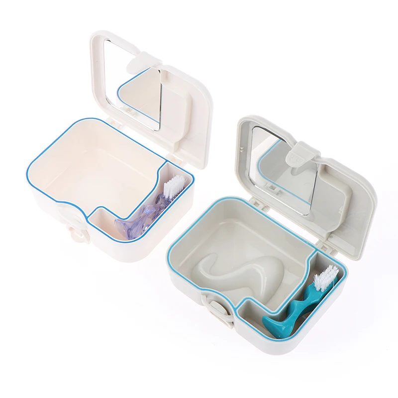 

1 PC Dental Retainer Denture Storage Box Partial Denture Bath Case Orthodontic Small Teeth Box PP Box With 1 PC Denture Brush