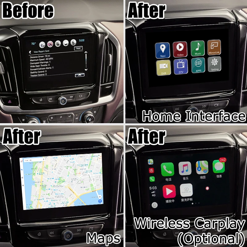 Коробка интерфейса Android / carplay для Chevrolet Traverse 2016 GPS навигация видео интерфейс mylink CUE
