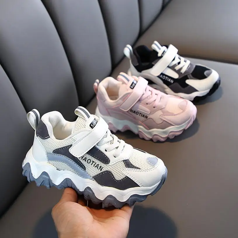 Весенняя детская спортивная обувь для мальчиков и девочек Дышащие кроссовки