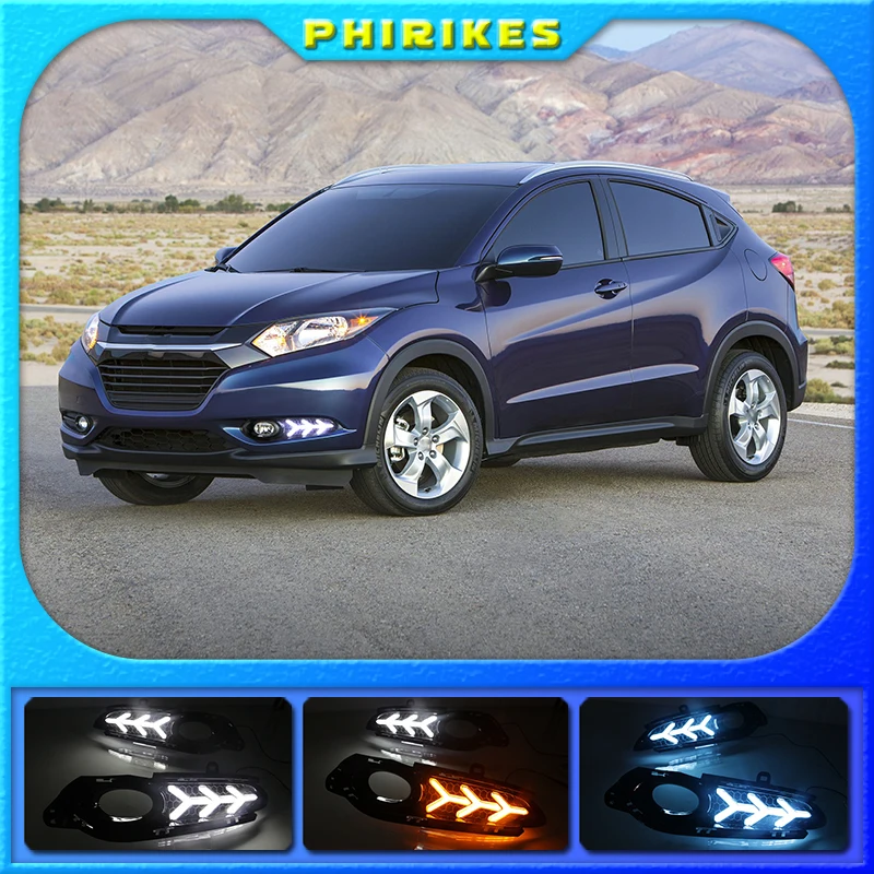 

2PCS For Honda HRV HR-V Vezel 2014 2015 2016 2017 2018 LED DRL Daytime Running Lights Daylight Waterproof Signal car Styling