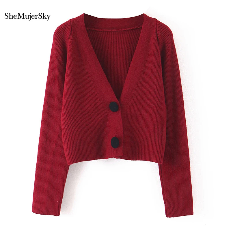 

SheMujerSky Cardigan Sweater Women Single Breasted Solid Color Open Stitch Sweaters blusa de frio feminina 2019