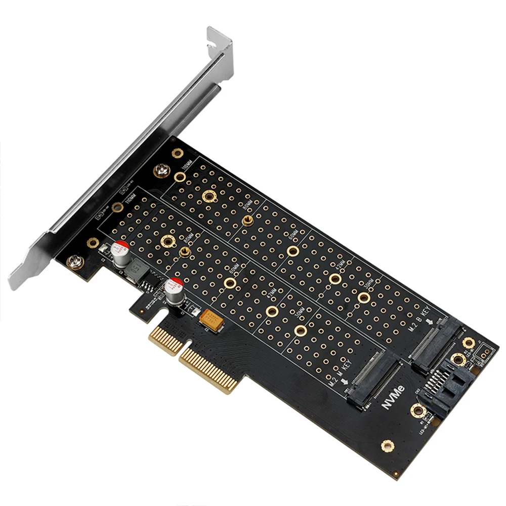 

PCIE X4 Expansion Card SSD to PCI Express Card Key M + Key B M.2 NVMe Adapter Supports 2230 2242 2260 2280 22110 SSD