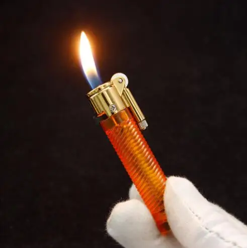 Оригинальная цилиндрическая прозрачная зажигалка с открытым огнем маленькая