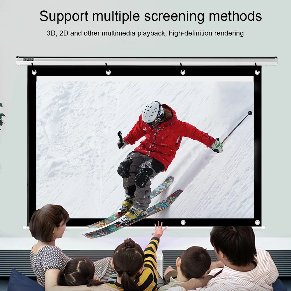 Projector Screen 72 84 100 120 Inch 16:9 Reflective Fabric Cloth Non-Woven White Soft Portable For Home Office |