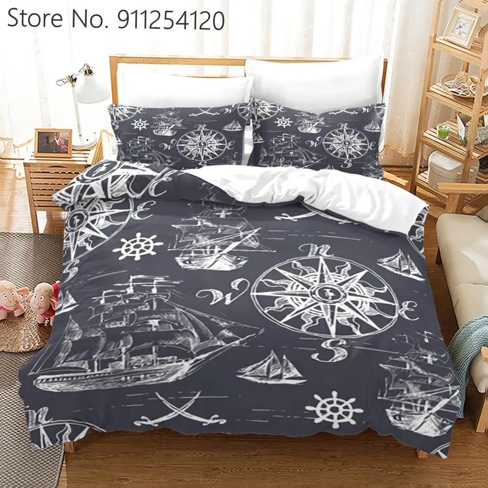 Ретро пират парусник Постельное белье s Морской Декор для ухода за кожей набор