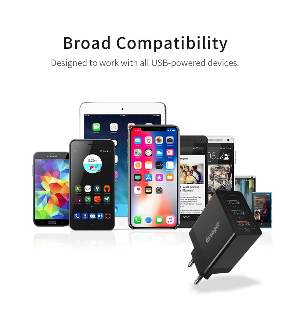Essager 30 Вт Quick Charge 3,0 USB зарядное устройство QC3.0 QC быстрое зарядное устройство мульти разъем настенное зарядное устройство для мобильного телефона для iPhone samsung Xiaomi Mi