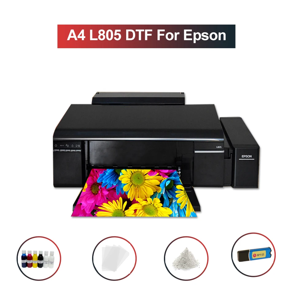 A4 DTF Priter T-Shirt Printing Machine For Impressora Epson L805 Heat Transfer PET Film Direct Transfer Film Print with DTF Ink