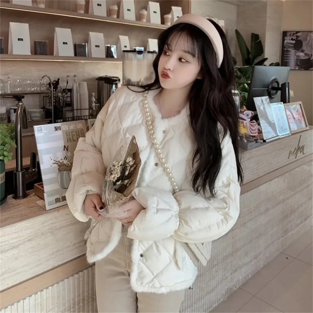 Плюшевое Стеганое пальто в клетку с расклешенными рукавами милое хлопковое