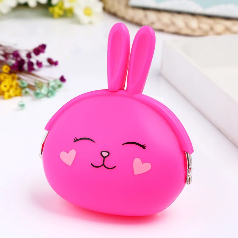 PeachRedRabbit Новая мода портмоне Прекрасный мультипликационный кролик в стиле кавай сумка для женщин девочек маленький кошелек мягкий силиконовый Bluetooth наушники сумка подарок - Цвет: PeachRedRabbit