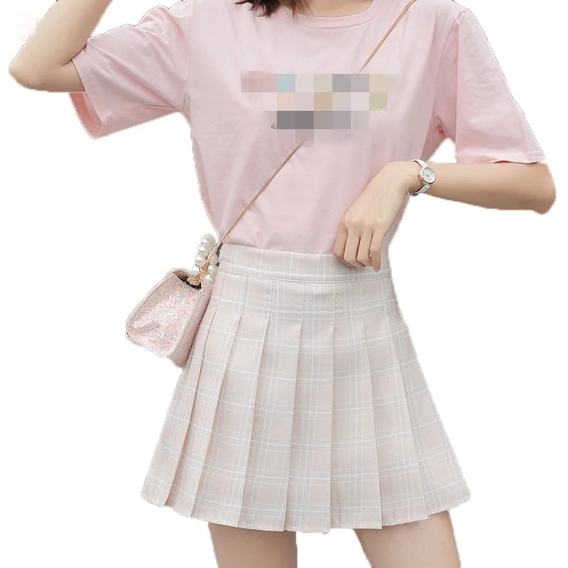 

Women's Plaid Pleated Skirt Female Korean Autumn/Winter Y2K Harajuku Gothic Skirt High Waist A-line Short Skirt Cute Kawaii Pink