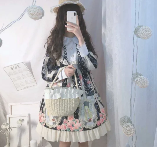 

Lolita Princess Dress Summer Japanese Girl Loli Suit Soft Girl Cute Long Sleeve Dress kawaii girl gothic lolita op loli cos