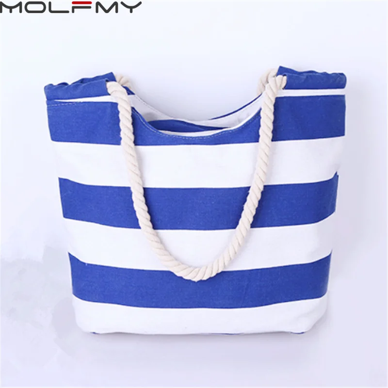 

2022 Summer Brand Ladies Canvas Handbag Big Striped Hit Color Simple Shoulder Bags For Women Reusabale Portable Casual Tote Bag