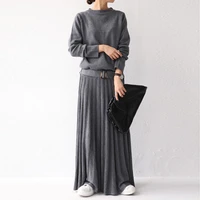 winter pleated dress 2022 knitting long sleeve korean women minimalist winter knitted pullover fall sweater dresses elegant