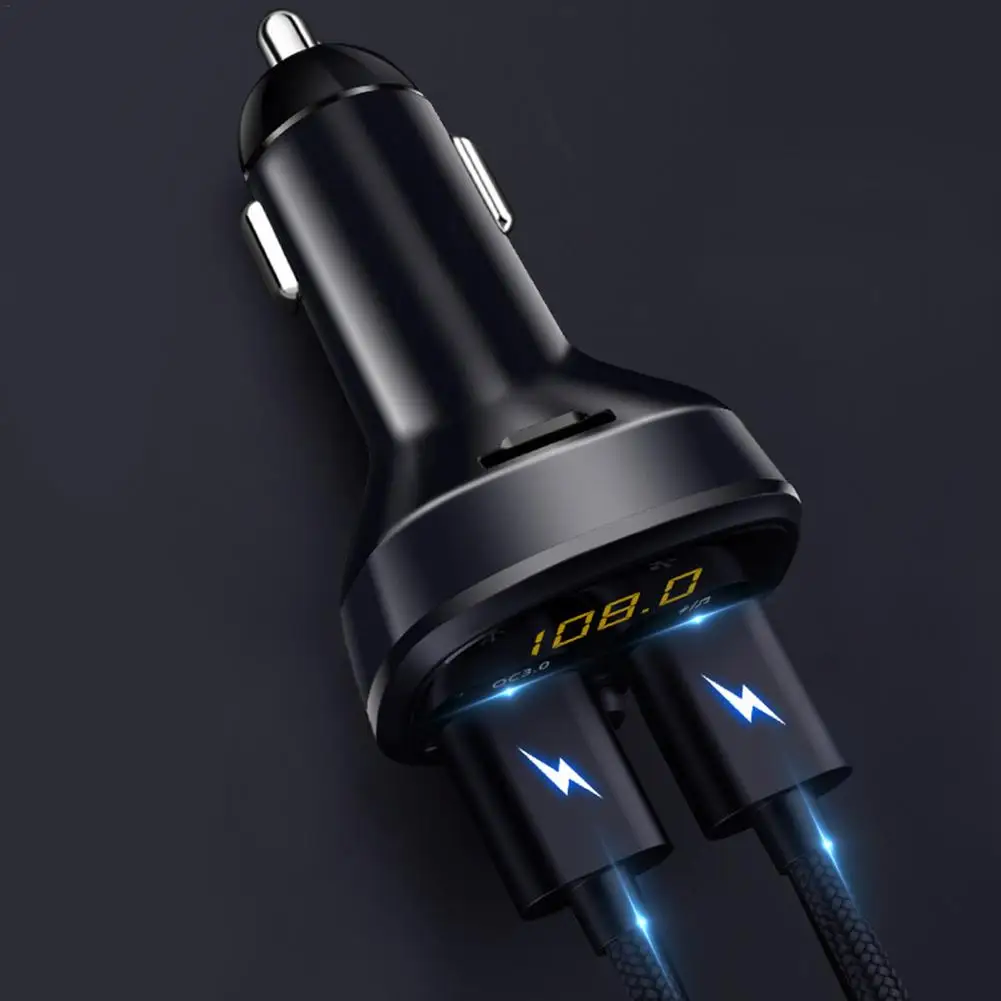 

Universal Car Chargers 2 Ports Fast Charging Bluetooth 5.0 Dual USB Car-charger Adapter With LED Digital Display Car Accessories