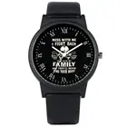 Часы наручные мужские кварцевые с логотипом Family, модные классические, с черным кожаным ремешком и римскими цифрами