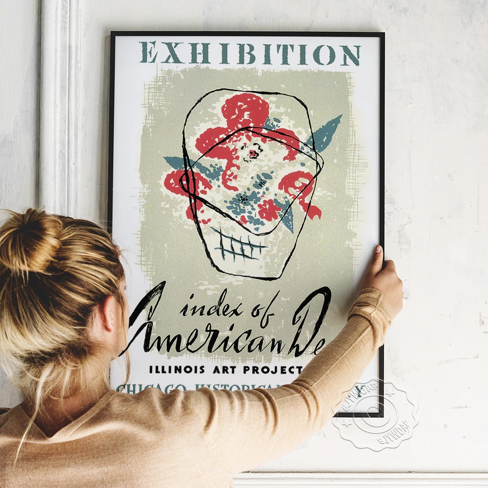 

Vintage American Design Chicago Historical Society Poster Museum Exhibition Poster, Illinois Retro Prints, Wall Decor picture