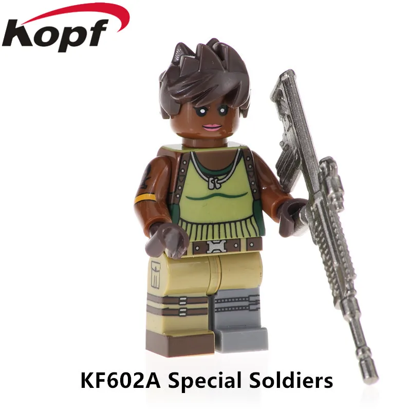 KF602A Without Box Одиночная строительных блоков с металлическим оружейным стрелком игра небо лиса выгорание Белый Костюм Фигурки для детей Коллекция игрушек KF671 - Color: KF602A Without Box