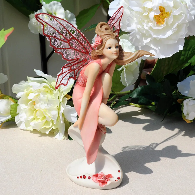 

Creativity Flower Fairy Resin Statue Home Decor Figurine Miniature Ornaments Elves Angel Sculpture Modern Living Room Decoration