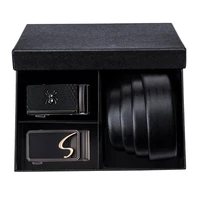 luxury brand box belt genuine leather automatic buckle fashion business black belt cowskin strap dibangu
