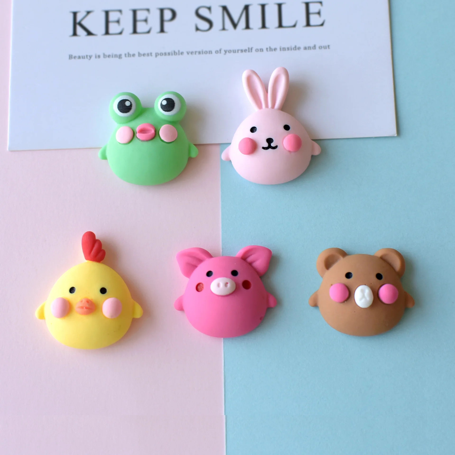 

10Pcs Kawaii Cartoon Animals Resin Flatback Cabochons DIY Crafts Phone Shell Material Scrapbooking Hair Decoration Accessories