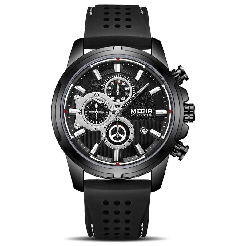 

New Sport Chronograph Silicone Mens Watches Top Brand Luxury Quartz Clock Waterproof Big Dial Watch Men