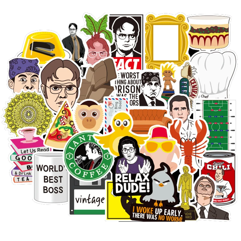 50pcs tv show office stickers diy skateboard fridge phone guitar travel snowboard motorcycle luggage classic toy stickers f4 free global shipping