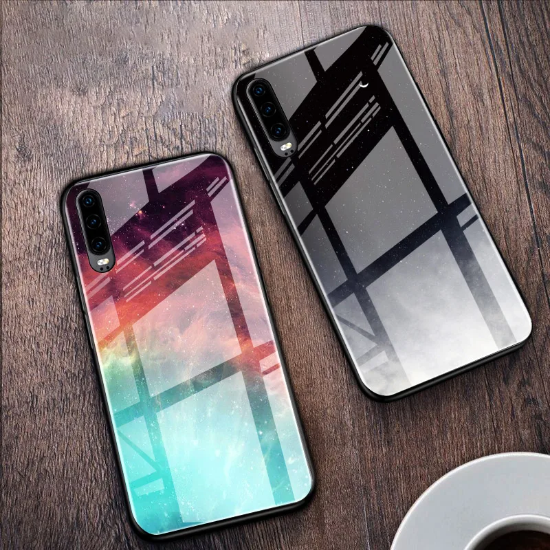 Цветной стеклянный чехол для телефона Huawei P10 P20 P30 Lite Pro Nova 3i 5T Honor 9 10 8X 9X 20S P Smart
