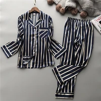 lisacmvpnel fashion women vertical stripe rayon pajama set loose leisure spring pajamas