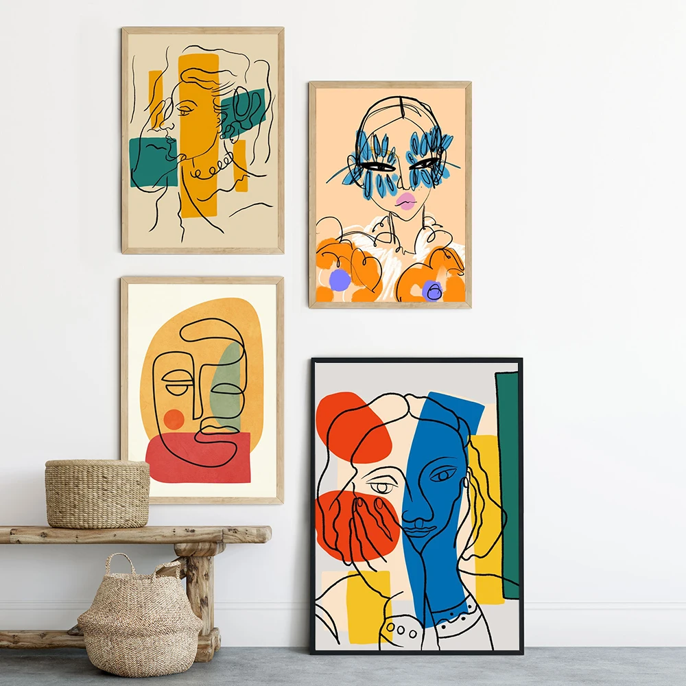 

Minimalist Abstract Line Woman Face Wall Art Canvas Painting Nordic Posters and Prints Wall Pictures for Living Home Decoration