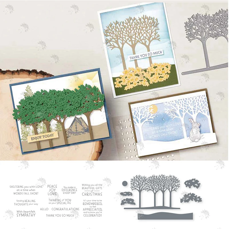 

2021 Stay awesome Tree background Cutting Dies Scrapbook Dariy Decoration Stencil Embossing Template DIY Greeting Card Handmade