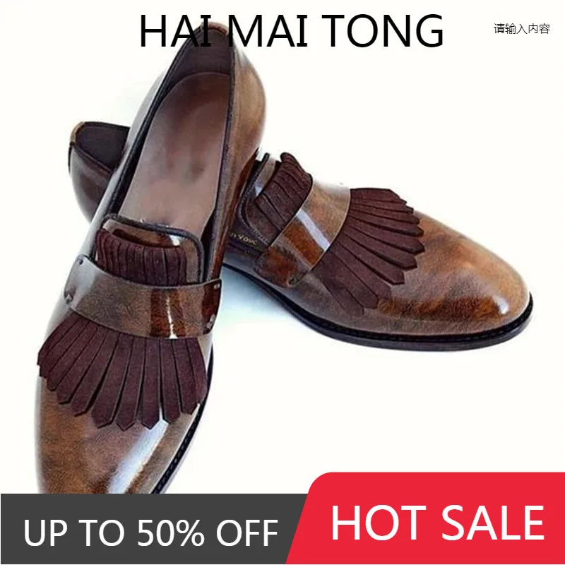 

2020 Fashion Men's Dress Shoes Vintage PU Leather Loafers Low Heel Oxfords Office Pointed Toe Shoes Big Size 38-48 Zapatos