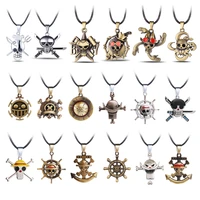 anime one piece necklace men luffy hat pirate skull chopper thousand sunny pendant necklace rope chain fashion jewelry