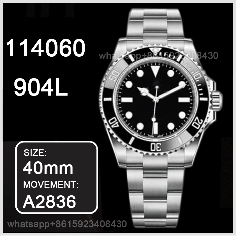 

Men's Mechanical Watch 114060 Ceramic Case 904L Stainless Steel Bracelet A2836 40MM Watch Replica Sapphire watches Men