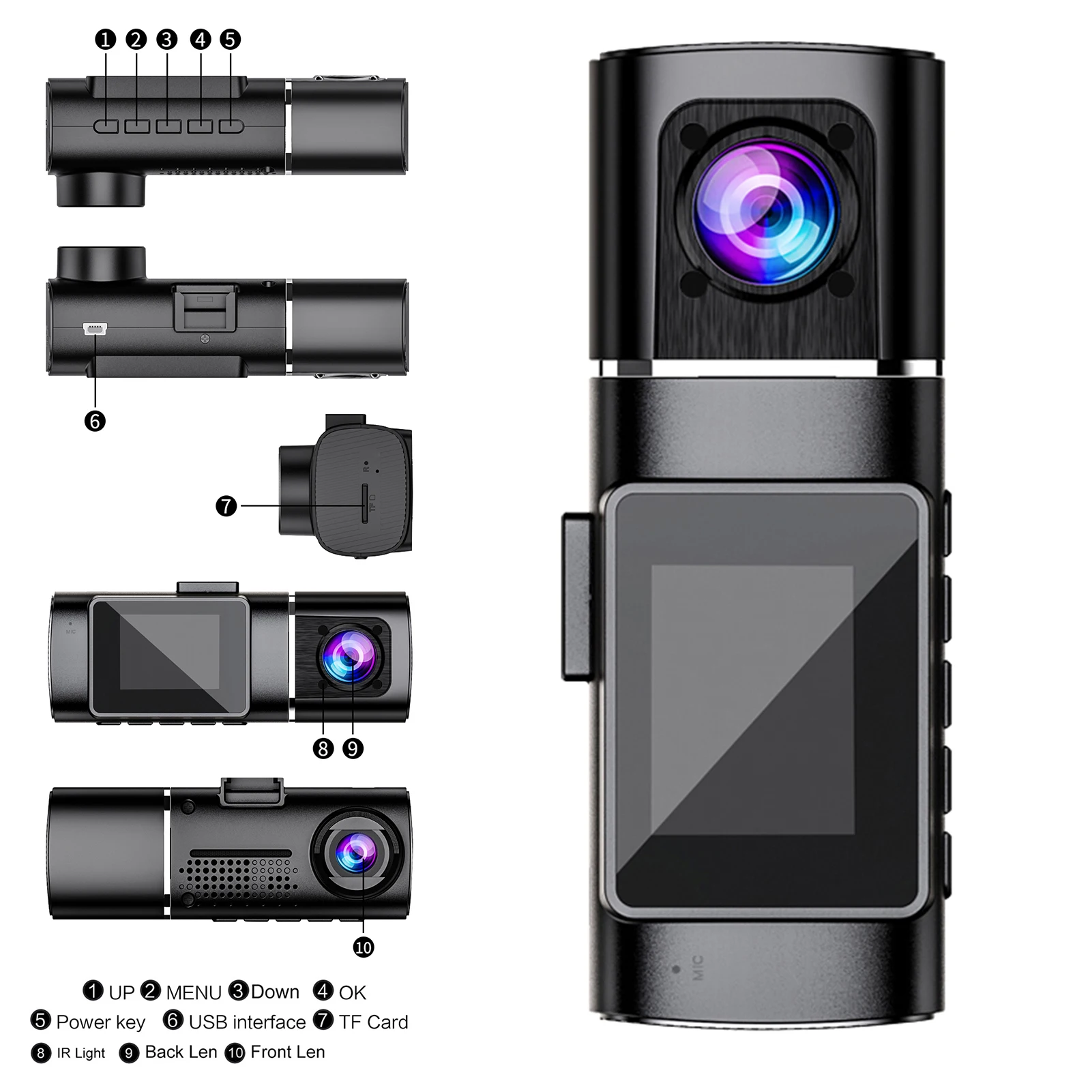 

For G2 Driving Recorder Set Double Lens Hidden Mini Car Camera DVR Dash Cam