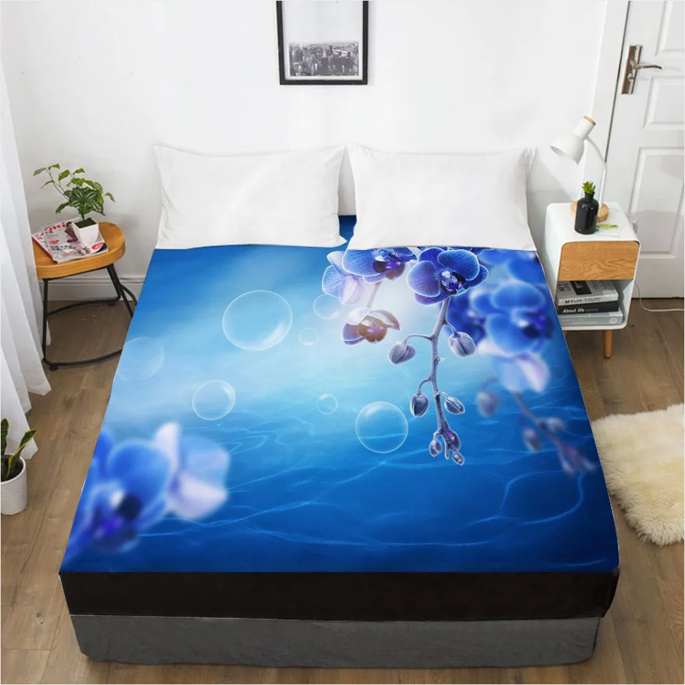 3D Fitted Sheet Custom Single Queen King Size Bed Sheet With Elastic Mattress Cover 200x200 Bedding Rose Microfiber Drop Ship