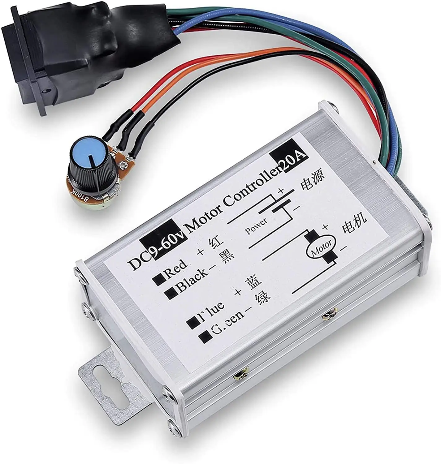 Контроллер скорости двигателя постоянного тока Brush DC 9V 12V 24V 36V 48V 60V генератор